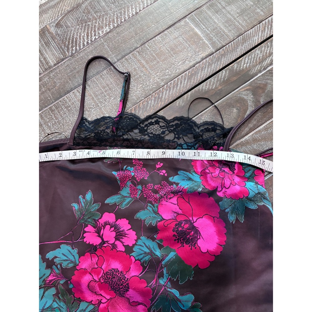 Free People Midnight Garden 2-Piece Set Satin Floral Cami Midi Skirt Brown M NEW - Picture 9 of 12